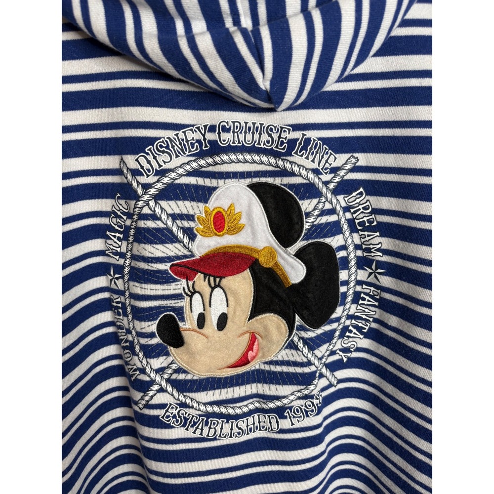 Disney Cruise Line Hoodie Women XL Blue White Striped Minnie Mouse Nautical